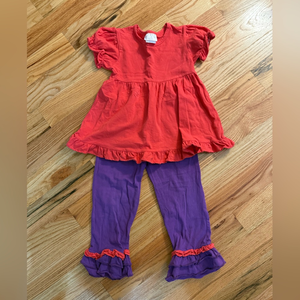 Purple and coral ruffle set Size 6